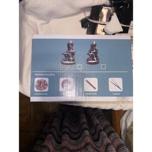 Backflow Incense Burner Waterfall Ceramic Holder with Incense Cones and Tweezer